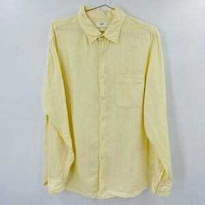 Uniqlo Women's Linen Long Sleeve Button Down Pastel Yellow Size XL